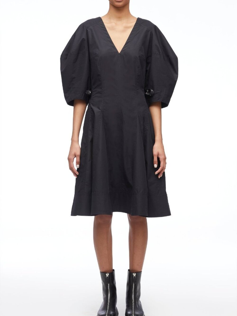 3.1 Phillip Lim Puff Sleeve V-Neck Short Godet Dress